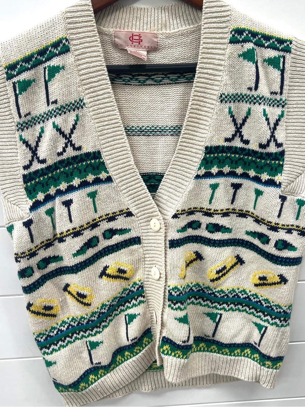 H.G. Preferred Women’s Golf Sweater Vest S Linen Cotton Novelty Golfco